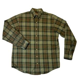SOLD Viyella mens M Medium green plaid 80/20 cotton wool oxford button up shirt